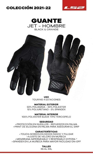 Imagen 5 de 8 de Guantes Moto Cortos Ls2 Jet Negro Touch Tactil Devotobikes