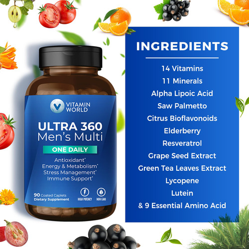 Multivitamínico Ultra 360 Hombres Minerales Vitamina A, C, D
