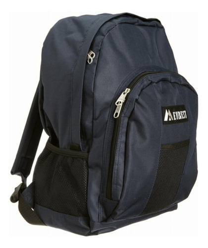 Everest Luggage Backpack With Front And Side Pockets, Navy Color Azul Marino Diseño De La Tela Liso