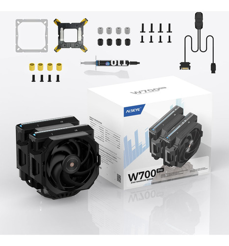 Alseye W700 Pro Cpu Cooler Dual-tower 290w Tdp Pwm 7 Tubería