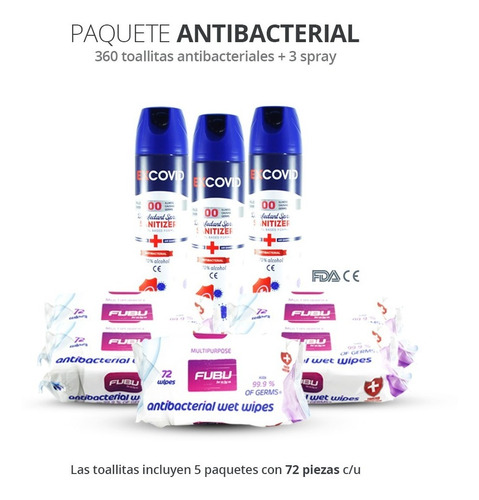 Imagen 1 de 7 de Toallitas Humedas Antibacteriales Fubu Y Desinfectantes