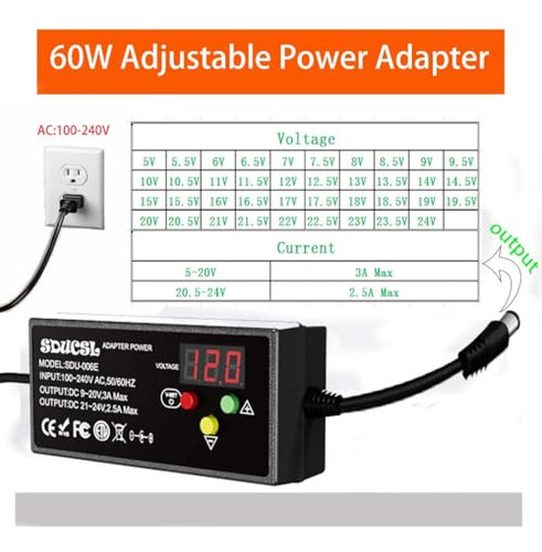 Pack Adaptador De Corriente Universal 5-12v 36w Ajustable