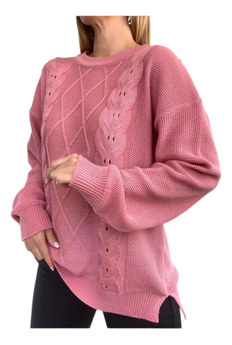 Sweater Trenzado Rombo Mujer Moda