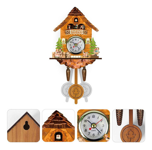 Reloj De Pared Cuckoo De Madera Antiguo Con Forma De Pajarit