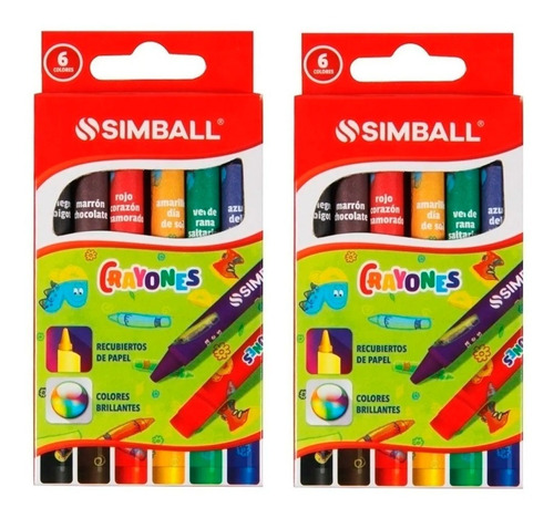 Crayones De Cera Cortos Simball X 6 Colores X2 Unidades
