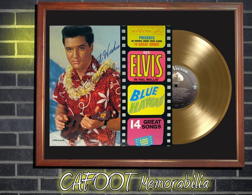 Elvis Presley Blue Hawaii Tapa Lp Firmada Disco Oro Marco