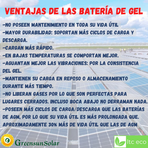 Batería Gel 12v 40 A Ciclo Profundo Solar Paneles Recargable