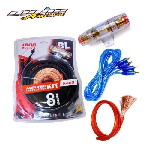Imagen 2 de 7 de Kit De Cables 8 Gauge K-013 Para Potencia Hasta 2500w Audio