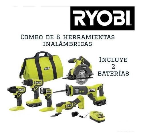 Kit De 6 Herramientas Inalámbricas Ryobi 