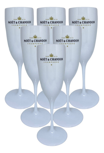 Champanheira Moet Chandon Com Led + 6 Taças Espumante Cor Branco