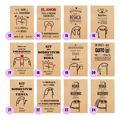 100 Mini Sobres Flork Kit Anti Resaca Souvenirs Boda Cumple