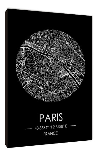 Cuadros Mapa París Varios Modelos 20x29