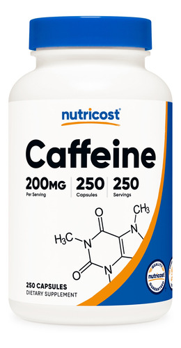 Nutricost Cafeína Cápsulas De 200 Mg 250 Cápsulas