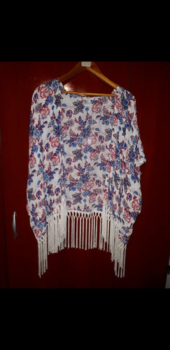 Kimono De Gasa Con Flecos Forever 21 Tm Impecable!