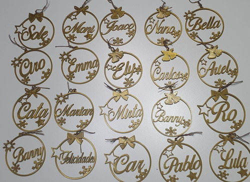 6 Unidades Adorno Navideño Personalizados 3d Negro