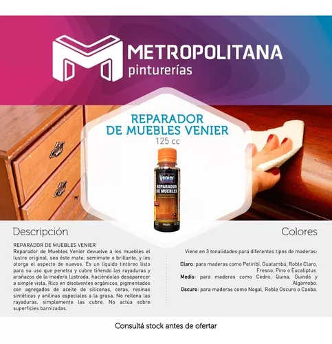 Reparador De Muebles Tapa Rayon Venier Claro Medio U Oscuro