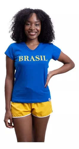 Camisa do Brasil Feminina Seleção Azul / Amarelo