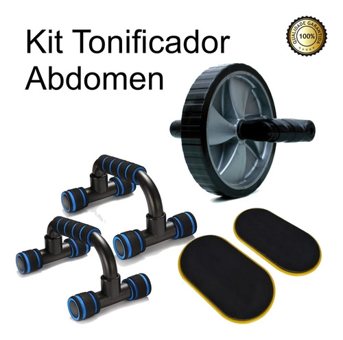 Roda Abdominal C/ Apoio Fixo Flexão Circuito E Disco Deslize