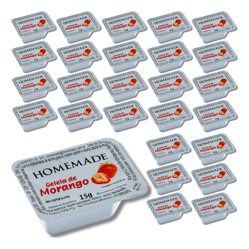 Kit 36 Un De Geleia Homemade Sabor Morango Em Blister 15g