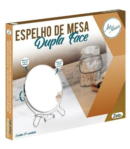 Espelho Mesa Dupla Face Maquiagem Banheiro Decoração 9,5cm