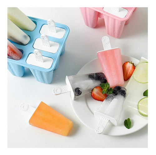 A 6-piece Reusable Silicone Popsicle Molds Blue