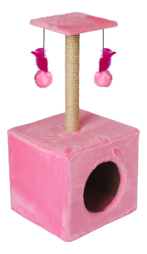 Arranhador Para Gato Tipo Toca De Gato Com Caixa Confortável Cor Rosa
