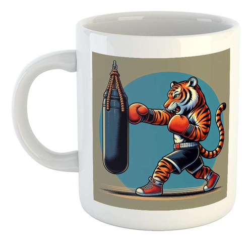 Taza Ceramica Tigre Boxeando Saco Deporte Gym Sport M4