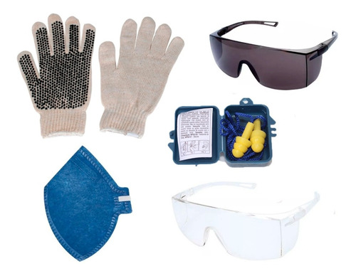 Kit Proteção Individual Segurança Epi Óculos Luvas Máscara
