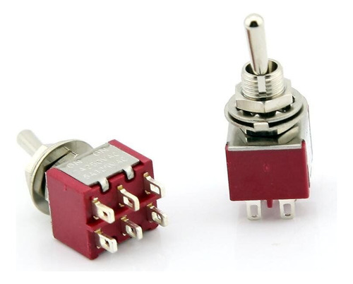 Chave Mini Switch Toggle 3 P On/on/on 6 Terminais - 2 Peças