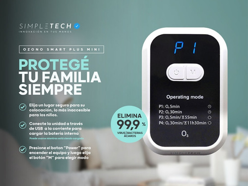 Imagen 5 de 7 de Ozonizador Purificador Sanitizante Portatil Recargable Usb
