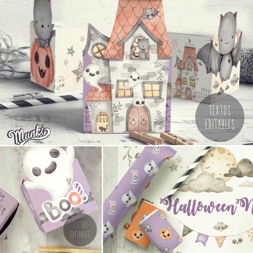 Mini Kit Imprimible Halloween Cute Con Textos Editables 