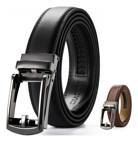 Cinturón Para Hombre Cinto Cuero Caballero Hebilla Ajustable Color Negro Diseño De La Tela Lisa Talla 125