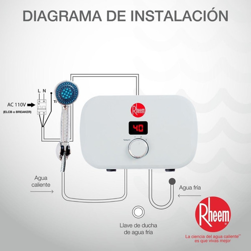 Calentador De Agua Eléctrico Rheem Class 110v 4kw Color Blanco