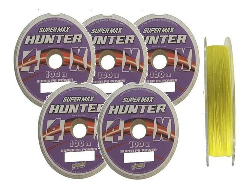 Linha Multifilamento 4x Hunter 0,23mm 100m Fluorescente 5 Un