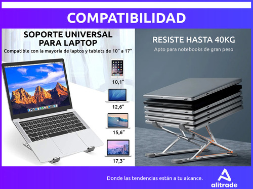 Soporte Notebook Aluminio Regulable Antideslizante Portatil