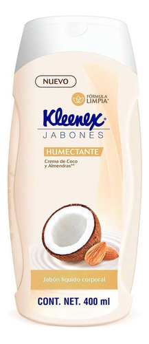 Jabón Líquido Corporal Kleenex Humectante Coco Y Almendras 400ml
