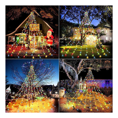 Luz Led De Cascada Estrella A Jardín Exteriores Multicolor