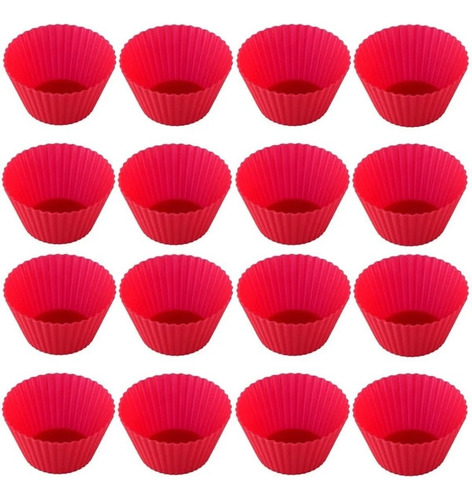 12 X Formas Silicone Cupcake Muffin Pão De Queijo Mini Bolo Cor Vermelho