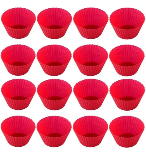 12 X Formas Silicone Cupcake Muffin Pão De Queijo Mini Bolo Cor Vermelho