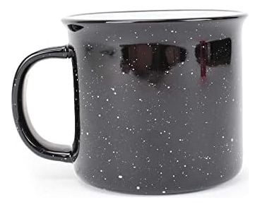 Elanze Speckled Camper Black Juego De 4 Tazas De Café De Cer