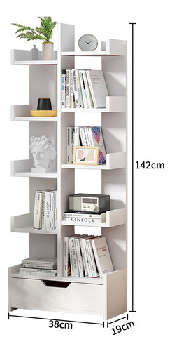 Librero Almacenamiento Multicapa Con Cajón Minimalista 142cm