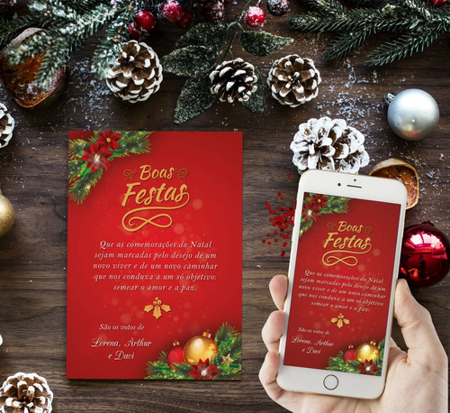 Cartão De Natal Vermelho - Digital E Whatsapp | Parcelamento sem juros