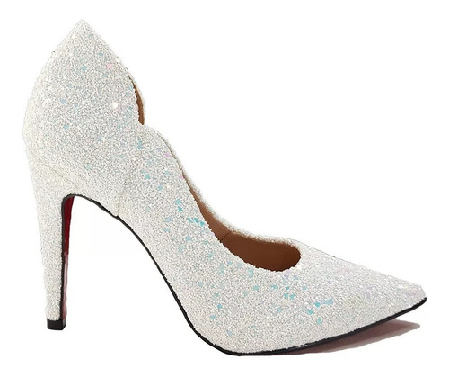 Sapato Feminino Branco Noiva Glitter Salto Alto Casamento 3 | Mercado Livre