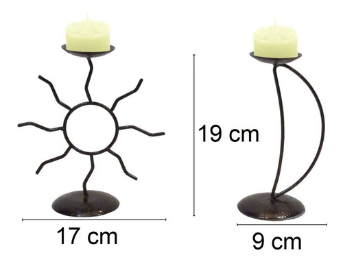 Castiçal Sol E Lua Céu Decoração Porta Vela Decorativa