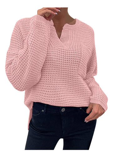 Suéter De Moda Para Mujer Con Cuello En V Y Manga Larga Con