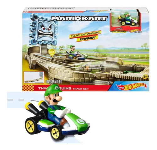 Hot Wheels Mario Kart Circuito Pista Thot Wheelsomp + Luigi