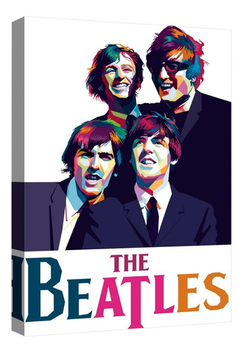 Cuadro Decorativo Canvas Moderno Beatles Color BEATLES 01 Armazón Natural