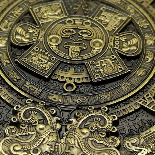 Moneda Con Medallón De Bronce De La Profecía Maya De 80 Mm D