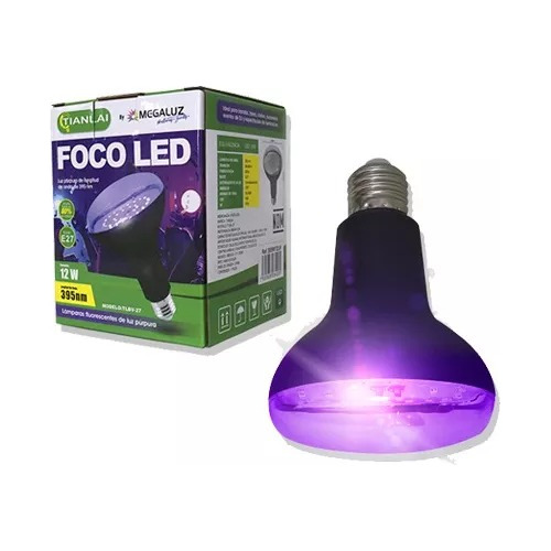 Foco Ultravioleta Luz Negra Led 12w Fiestas Neon Curado E27