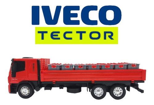Caminhão Iveco Miniatura Tector Engradado Bebidas Ref: 341 Cor Vermelho
